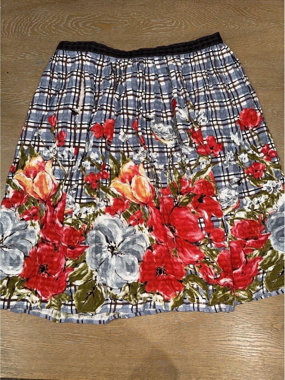 Anthropologie Odille Vintage Blue Floral A-Line Skirt Size 12